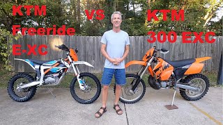 KTM Freeride E XC vs KTM 300 EXC Which one is fastest [upl. by Dyana]