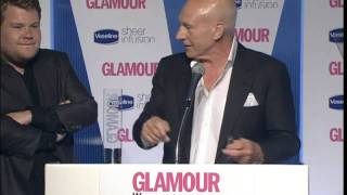 James Corden and Patrick Stewart clash at Awards [upl. by Merrili]