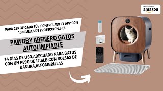 PAWBBY Arenero Gatos Autolimpiable para Certificado TÜVControl WiFi y App con 10 Niveles de Protecc [upl. by Sinoda]