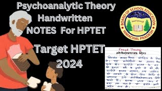 Psychoanalytic Analytical Theory Handwritten Notes Class 2 for hptet [upl. by Eidnam701]