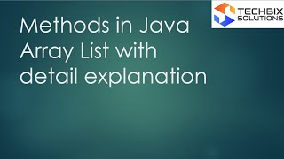 Methods in Java Array List with detail explanation  Java Course in Tamil [upl. by Daus176]