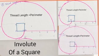 Involute Of a Square I perimeter II Less than Perimeter III More than PerimeterEnggDrawing [upl. by Infeld]