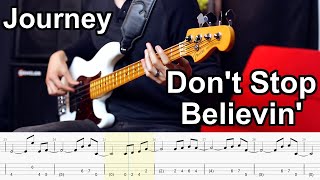 Journey  Dont Stop Believin  BASS COVER  PlayAlong Tabs [upl. by Ralston368]