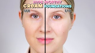 HypeWorthy Cream Foundations  Drugstore vs High End [upl. by Nyroc]