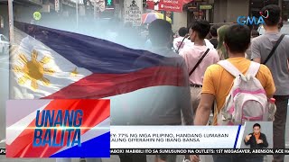 OCTA Research survey 77 ng mga Pilipino handang lumaban para sa Pilipinas sakaling  UB [upl. by Werd886]