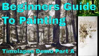 Imprimatura Time Lapse Demo First Oil Paint Layer Of A Forest [upl. by Towers]