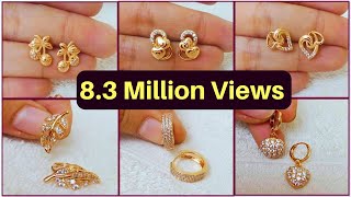 Simple Light Weight Gold Earring Design  Daily Wear Gold Earring Design [upl. by Germin]