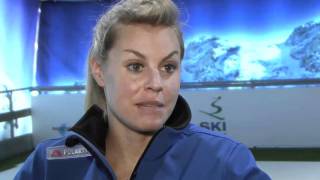 Chemmy Alcott  GBs No1 Skier tries Skiplex leaders in moving artificial ski slopes [upl. by Fang]