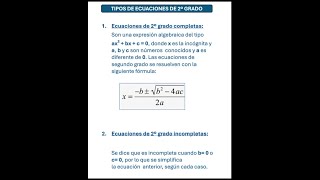 Tipos de ecuaciones de segundo grado [upl. by Lanae]