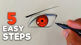 How To Draw The SHARINGAN Eye in Just 5 Easy Steps  ThreeTomoe Sharingan Tutorial [upl. by Nivrag]