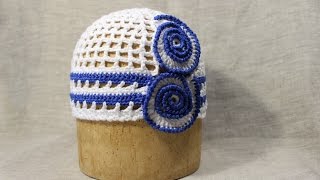 How to crochet Nautical hat Морская шапка крючком [upl. by Annaul239]