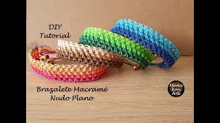 Cómo Hacer Brazalete Macramé Nudo Plano Fácil Paso a PasoHow to make Macrame Cuff Flat Knot Easy [upl. by Oknuj801]