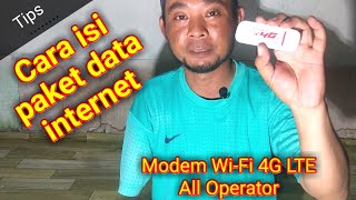 Cara isi paket data modem 4G LTE All Operator TanganSiji [upl. by Hannazus234]