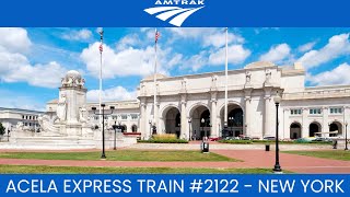 Amtrak Acela Express Train 2122 to New York Boarding Call Announcements at Washington Union Station [upl. by Dnalyram]