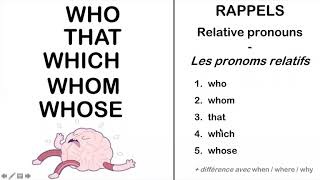 Relative pronouns – Les pronoms relatifs en anglais [upl. by Neural722]