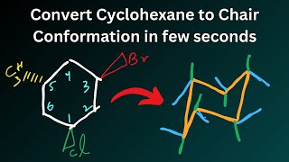 Convert Cyclohexane to Chair Conformation  Newman projection Newmannprojection Chairconformation [upl. by Nelleyram]