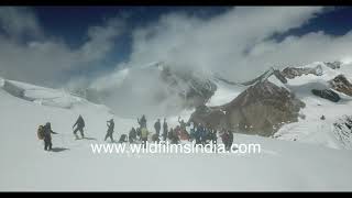 Kalindi Khal final snow field climb to high altitude pass in upper Garhwal Himalaya [upl. by Namlas]