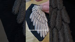 Hand embroidered silvery angel wings on black cloud textures silk [upl. by Undis]