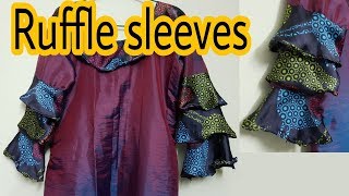 Ruffle sleeves top cutting amp stitching  Sewing tutorial  Designer sleeves [upl. by Adnarem]