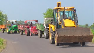 JCB 3dx Eco Loading Mud Mahindra 275 Eicher 485 John Deere Tractor with Trolley [upl. by Adams]