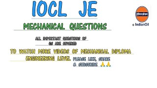 MECHANICAL QUESTIONS 25 IMPORTANT QUESTIONS OF MECHANICAL DIPLOMA LEVEL RRB IOCL JE amp STATE EXA [upl. by Ramu]