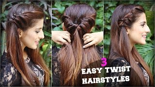 1 Min CUTE amp EASY Everyday Twist Hairstyles For School College Work Quick Hair Tutorial [upl. by Ramburt]