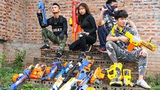 Nerf War Games SWAT James Bond Nerf Guns Captain Girl Special Force Rescue Lady [upl. by Skvorak]