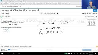 TTest Hypothesis Test on MyLab using pvalues [upl. by Dessma]