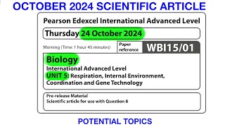 A level  Biology  Unit 5  Scientific article  October 2024  Potential topics [upl. by Whitnell]