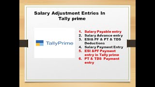 Salary Payable entry in Tally prime salary Payment entry ESI PFPT Payment entries in Tally prime [upl. by Egnalos963]