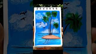 Simple beach painting  beautiful beach paintingshorts youtubeshorts trending viralvideo [upl. by Prudhoe]