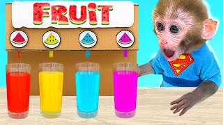 Monkey Baby Bon Bon discover Colors Jelly with Elements Pringles Machine and Drink watermelon juice [upl. by Filberte601]