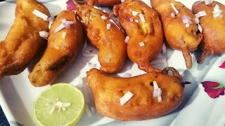 Mirchi Bajji Recipe  Stuffed Green Chilly Bajji  South Indian Snacks [upl. by Booze]