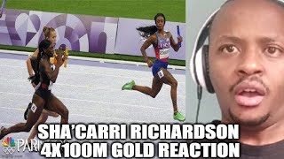 Sha’Carri Richardson 4x100m gold  Paris Olympics REACTION [upl. by Sinned]