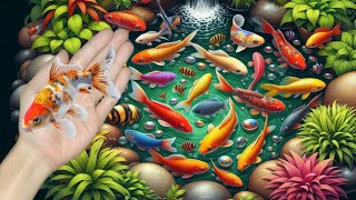 Catching fish colorful fish goldfish koi fish betta fish turtles crabs catfish [upl. by Atsirtal]