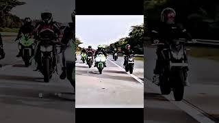 Drag race zx10r ninja h2r automobile rider kawasakininja race bikelover racing ninjah2💚🖤💜 [upl. by Kalbli996]