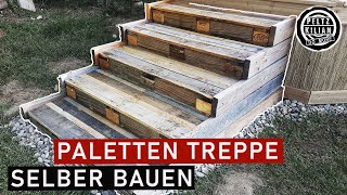 Treppe aus Holz selber bauen  Holztreppe Anleitung  Paletten Treppe  DIY  upcyling [upl. by Ioab351]