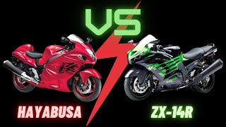 Hayabusa Vs ZX14R  Who is King of the Sportsbikes [upl. by Lilli]