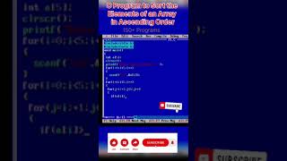 program of ascending order sort of array in C  shorts youtube ytshorts trending youtubeshorts [upl. by Lancaster]