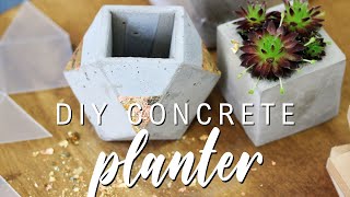 DIY Concrete Planters with Gold Leaf  Geometrikus betonkaspó házilag [upl. by Wystand307]