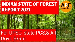 Indian state of forest report 2021  ISFR Report 2021  UPSC  state PCS  civilserviceexam roaro [upl. by Aicercal]