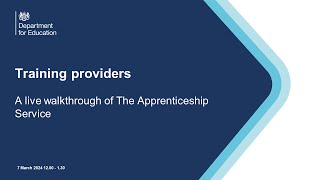 Training providers A live walkthrough of The Apprenticeship Service [upl. by Etterrag]