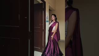 Easy lehenga style saree draping tutorial ❤️ 😊easy saree festival shorts viralshort trending [upl. by Llehcnom308]