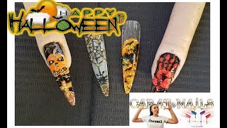 🎃 HALLOWEEN 💀 SPECIAL WEEK 🎃 PART I DIY  Painting with Acrylic Colors   Carat Nails [upl. by Eetnod]