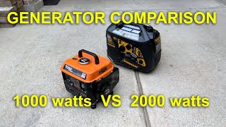 PORTABLE GENERATORS COMPARISON 1000 WATTS VS 2000 WATTS [upl. by Douglas]