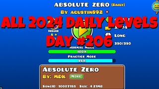 Completing Every Daily Level of 2024  Day 206 absolute zero by agustin892 [upl. by Tandi]