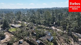 Aerial Footage Shows The Damage Hurricane Helene Caused In Augusta Georgia [upl. by Elumas]