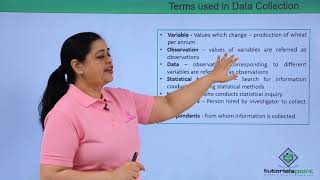 Class 11th – Terms used in Data Collection  Statistics for Economics  Tutorials Point [upl. by Ecirtam]