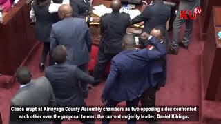 Chaos erupt at Kirinyaga County Assembly over a proposal to oust Majority Leader Daniel Kibinga [upl. by Denison]