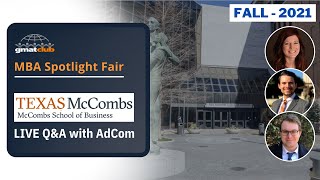 McCombs Adcom QampA  Texas McCombs MBA Admissions  MBA Spotlight BSchool Fair Nov 2021 [upl. by Staci]